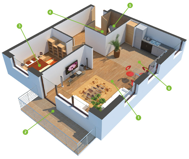 3D House showing underfloor heating applications